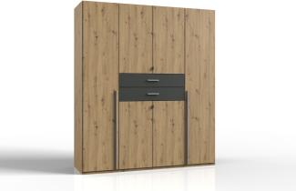 Kleiderschrank >Denver< (B/H/T: 180x208x58 cm) in Artisan-Eiche-Nachbildung