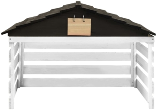 vidaXL Mähroboter Garage, Tannenholz, 78 x 74 x 54 cm, Schwarz / Weiß