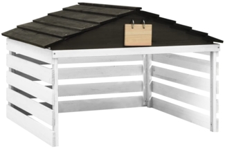 vidaXL Mähroboter Garage, Tannenholz, 78 x 74 x 54 cm, Schwarz / Weiß