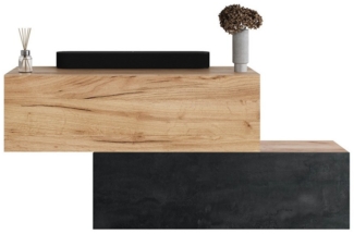 Planetmöbel Garderoben-Set 2x Hängeschrank WEST 100 cm gold eiche - gold eiche / schwarz charcoal, (Garderobenschrank, Wandgarderobe hängend oder stehend), in verschiedenen Farben