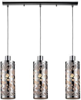 Esto Innovative 3-flammige Pendelleuchte, frisches Design, 3x E27 max. 60 Watt, Stahl gebürstet, Chrom.