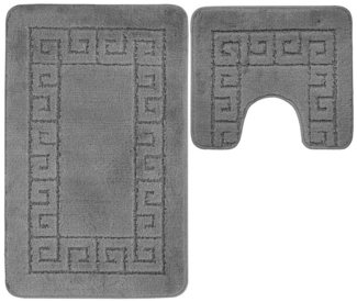Ribelli Badematte Badezimmerteppich Set 2tlg, Badezimmermatte Rutschfest, Santorini, 50x80 + 50x40, Badteppich Waschbar
