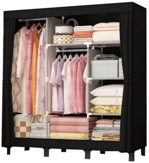 loefme Kleiderschrank Stoffschrank, 170×45×175 cm/130×45×172 cm Stoffkleiderschrank mit Kleiderstange, verstärkten Vierkantfüßen