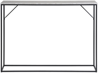 Konsolentisch, 1 Regal, Travertin-Optik, schwarzes Gestell, 110 x 26 x 80 cm