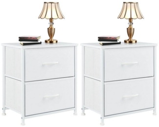 Fanttik Nachttisch Stoffkommode(2-St),Nachtkommode mit 2 Schubladen, Lagerschrank (Zwei Schränke, Zwei Schränke), Nachttische Schlafzimmer, Frisiertisch Kommode, Stauraumschrank