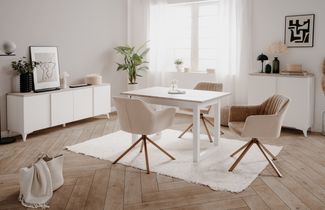 Finori Bertrix 51A Sideboard, Dekor Sandstein / weiß | Sideboard für Wohnzimmer | Maß: B x H x T ca. 177 x 92 x 40 cm | Sideboard mit 4 Türen und 1 Schubkasten