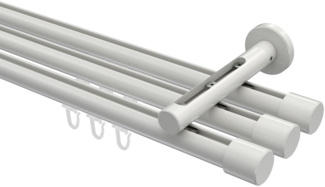 Innenlauf-Gardinenstangen-Set Siteno Santo 160 cm, 3-läufig, 20 mm Ø Weiß