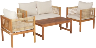 DELUKE® Holz Gartenmöbel Set 4-teilig SEGO - Wetterfest | Gartenbank Gartentisch Gartenstühle Balkonmöbel Set 4 Personen Balkontisch Outdoor Sitzgarnitur 4er Sitzer, Braun