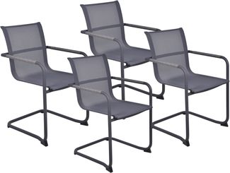 Gartenstuhl 4er Set BORIS - Kunststoff, Grau | Freischwinger Wetterfest Gartenstühle Outdoor Essstühle