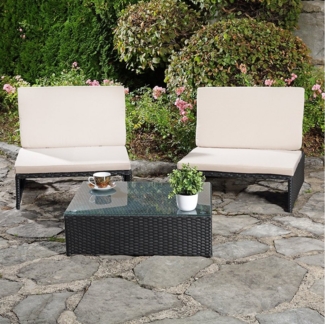 Lounge Sitzgarnitur Gartenset Gartenmöbel GartenSitzgruppe 2 Sessel Tisch Rattan