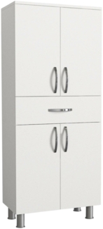 Dmora Großer Mehrzweckschrank Iolana, Multifunktionale Möbel, Schuhschrank, Besenschrank, 59x32 h140 cm, Weiß