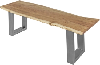 Sitzbank Baumkante 140 cm natur massiv Akazie silber 62088217