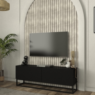 TV-Lowboard Nolven langes Gestell 135 x 32 x 47 cm Schwarz [en. casa]