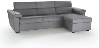 Dmora Schlafsofa mit Halbinsel Priverno, Verwandelbares Ecksofa für das Wohnzimmer, gepolstert, abnehmbar, 100 % Made in Italy, 285x160 h100 cm, Grau