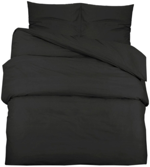 vidaXL Bettwäsche-Set Schwarz 240x220 cm Baumwolle 136112