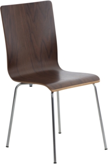 DELUKE® Besucherstuhl PEPE - 87x43x47cm, Walnuss Holz Metall in Chromoptik Gestell Konferenzstuhl Wartezimmerstuhl