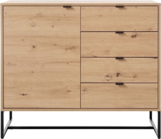 MOEBLO Kommode KERI KK103 (Schrank Sideboard mit 1 Türen und 4 Schubladen, Griffe und Füße aus Metall), (BxHxT): 103 x 89 x 39 cm