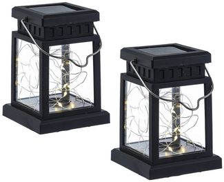MARELIDA LED Solarleuchte LED Solar Mini Laternen Deko Gartenlaternen Lichtsensor 12,5cm 2er Set, LED Classic, warmweiß (2100K bis 3000K)