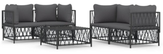 vidaXL 5-tlg. Garten-Lounge-Set mit Kissen Anthrazit Stahl 3186825