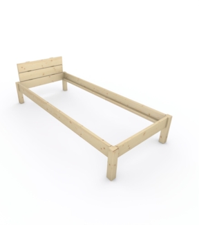 Pfostenbett "metallarm" Fichte Holzbett "Daybett" 90 x 220cm 38cm Einzelbett
