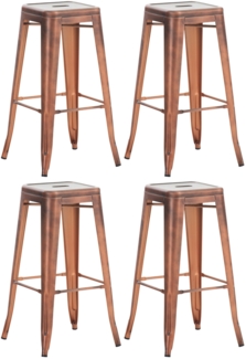 4er Set Barhocker DOLAN - Metall Kupfer 43 x 43 x 76 cm | Barstuhl Tresenhocker Tresenstuhl Kneipenhocker Kneipenstuhl
