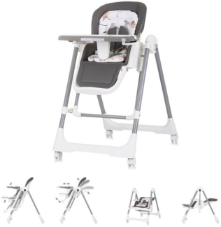 Chipolino Kinderhochstuhl 2 in 1 Milk Shake, verstellbar, Babyschaukel, Räder grau