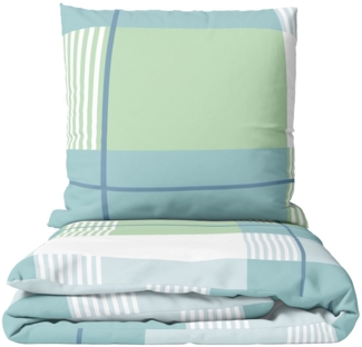 Leonado Vicenti Bettwäsche Feinbiber weich und kuschelig, Biber, 2 teilig, Winterbettwäsche, gestreift in Grün