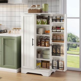 Ulife Stauraumschrank mit LED-Sensorlicht, großer 2-türiger Aufbewahrungsschrank, (1-St) mit verstellbaren Regalböden & Türablagen, 120 x 60 x 40xcm