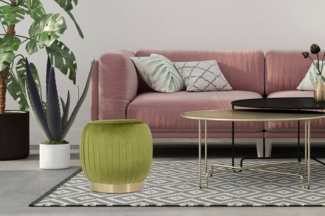 Kayoom Sitzhocker Hocker Lilje, Edler Touch durch goldenen Sockel,Hochwertiger Samtbezug (1 St), samtweich, gesteppte Ziernaht, Edelstahlsockel, Hochwertiger Samtbezug