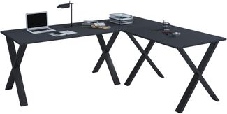 VCM Schreibtisch Lona 919774 Schwarz / Anthrazit H. 76 x B. 160 x T. 130 cm