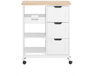 SoBuy FKW79-W Küchenwagen, MDF, Lackiert, Weiß, 67 x 84 x 37 cm