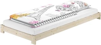 Niederflurbett Einzelbett 90x200 Fichte/Tanne massiv unbehandelt mit wählbarem Zubehör V-60.85N-09ohne Zubehör