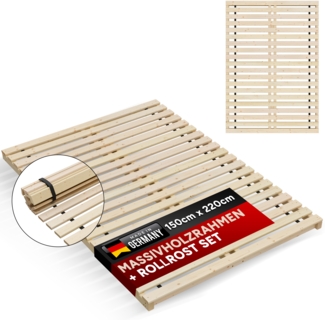 Lattenrost Rollrost inkl. Rahmen " Latten - Poldi " Breite 150 cm Länge 220 cm