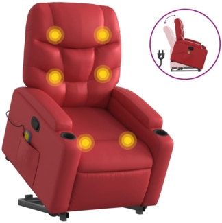 vidaXL Massagesessel mit Aufstehhilfe Rot Kunstleder 3204670