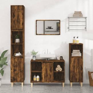 vidaXL Waschbeckenunterschrank Räuchereiche 80x33x60 cm Holzwerkstoff 821289