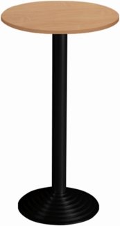 Bisley Stehtisch, rund, 1 Platte, Stahlsäule D 80 mm, Aluminium-Gussfuß D 450 mm, pulverbeschichtet, Farbe: 333 schwarz; Tischplatte 38 mm, melaminharzbeschichtet, hochabriebsfest, Dekor: BC buche; Maße: H 740 x D 600 mm