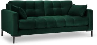 Micadoni 3-Sitzer Samtstoff Sofa Mamaia | Bezug Bottle Green | Beinfarbe Black Metal