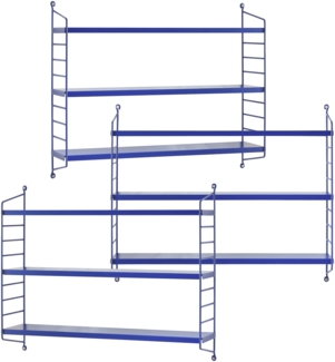 en.casa 'Strängnäs' Modulares Wandregal, 3 Stück, Stahl, Blau, 50 x 60 x 15 cm
