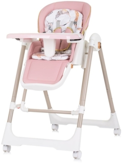 Chipolino Kinderhochstuhl 2 in 1 Milk Shake, verstellbar, Babyschaukel, Räder rosa