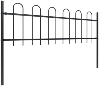 vidaXL Gartenzaun mit Rundbogen Stahl 1781,5 x 60 cm Schwarz 277647