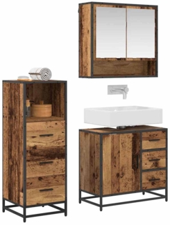 vidaXL Badezimmermöbel-Set mit Schubladen 3 pcs Altholz Holzwerkstoff 3402332