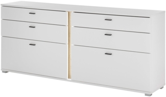 Sideboard Leander / Long Island, Holzwerkstoff, Weiß, Holzfarben, 200 x 86 x 42 cm