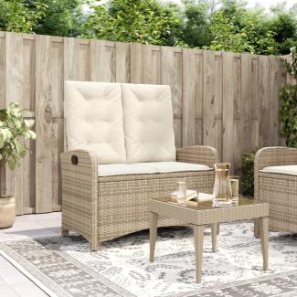vidaXL Gartenbank Verstellbar mit Kissen Beige Poly Rattan 368219