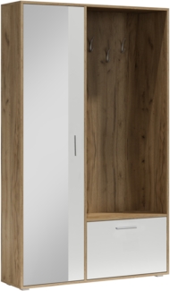 AX LIVING Irissia Garderobe mit Schuhschrank Spiegel Kraftgold/Weiß