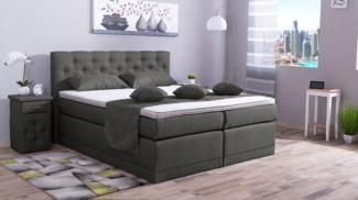 Meisterbetten Boxspringbett Babo 100x220 in WT-Anthracite, Matratzenbezug Nano, Komfortschaum-Topper