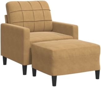 vidaXL Sessel mit Hocker Braun 60 cm Samt 3278264