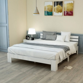 Flieks Holzbett, Doppelbett Ehebett Massivholzbett Bettgestell 140 x 200 cm