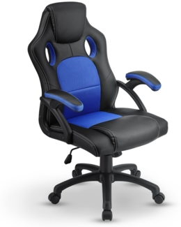 Juskys 'Montreal' Racing Bürostuhl in blau/schwarz, ergonomisch, höhenverstellbar & gepolstert, bis 120 kg