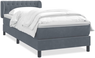 vidaXL Boxspringbett mit Matratze Dunkelgrau 90x220 cm Samt 3317806