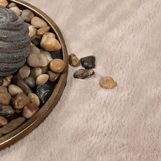 Teppich Rund Wohnzimmer Hochflor - Einfarbig Beige - 160x160cm - Kuschelig Weich Samtweich - Schlafzimmer Dekoration - Deko Teppiche